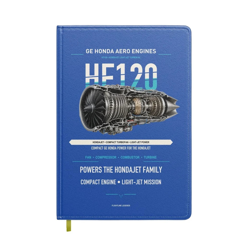 HF120 design on blue notebook