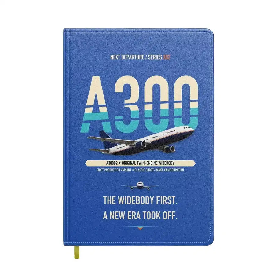Airbus A300B2 design on blue notebook