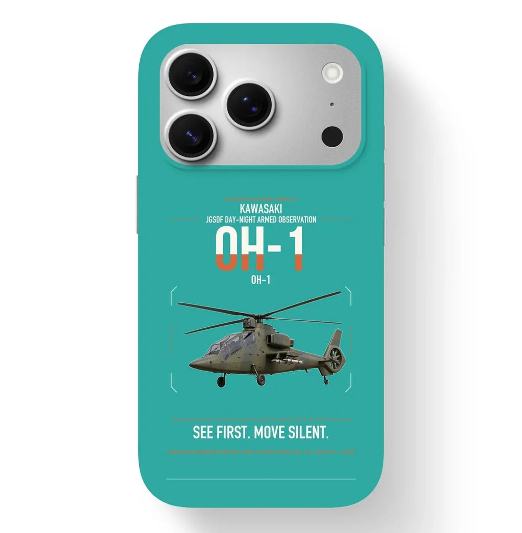 Kawasaki OH-1 design on turquoise magsafe iphone case, for iPhone 17 Pro