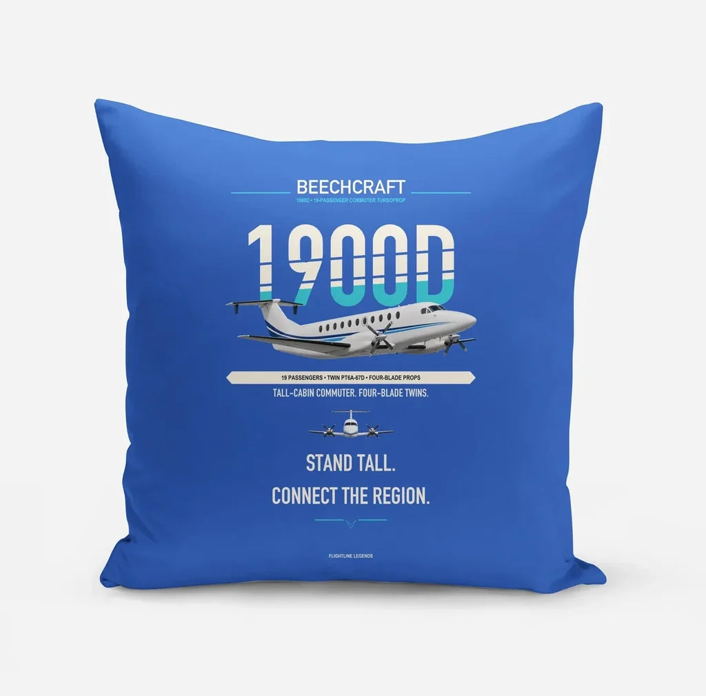 Beechcraft 1900D design on blue pillow