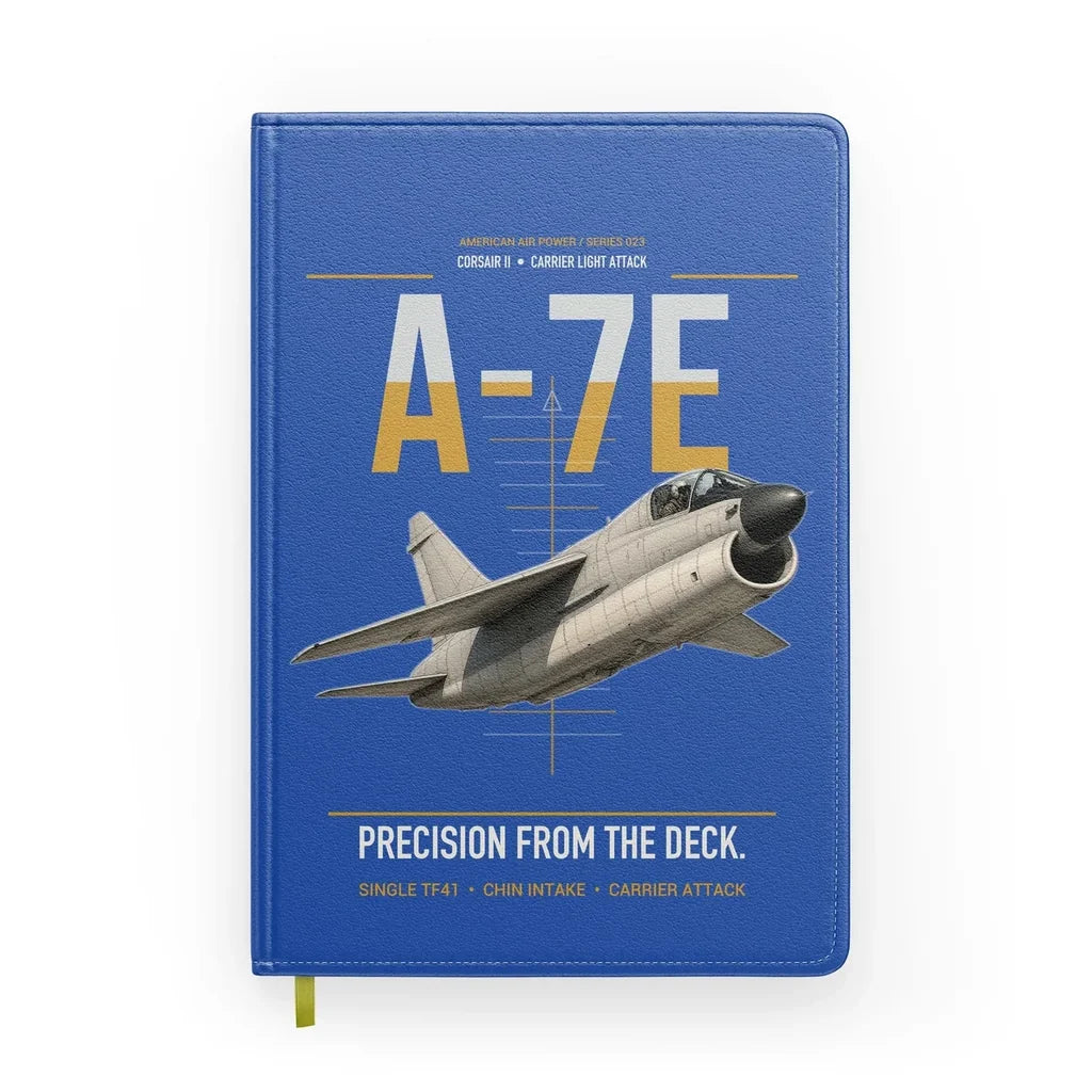 A-7E Corsair II design on blue notebook