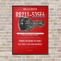 Thumbnail for RB211-535E4 vertical canvas print - framed - red background