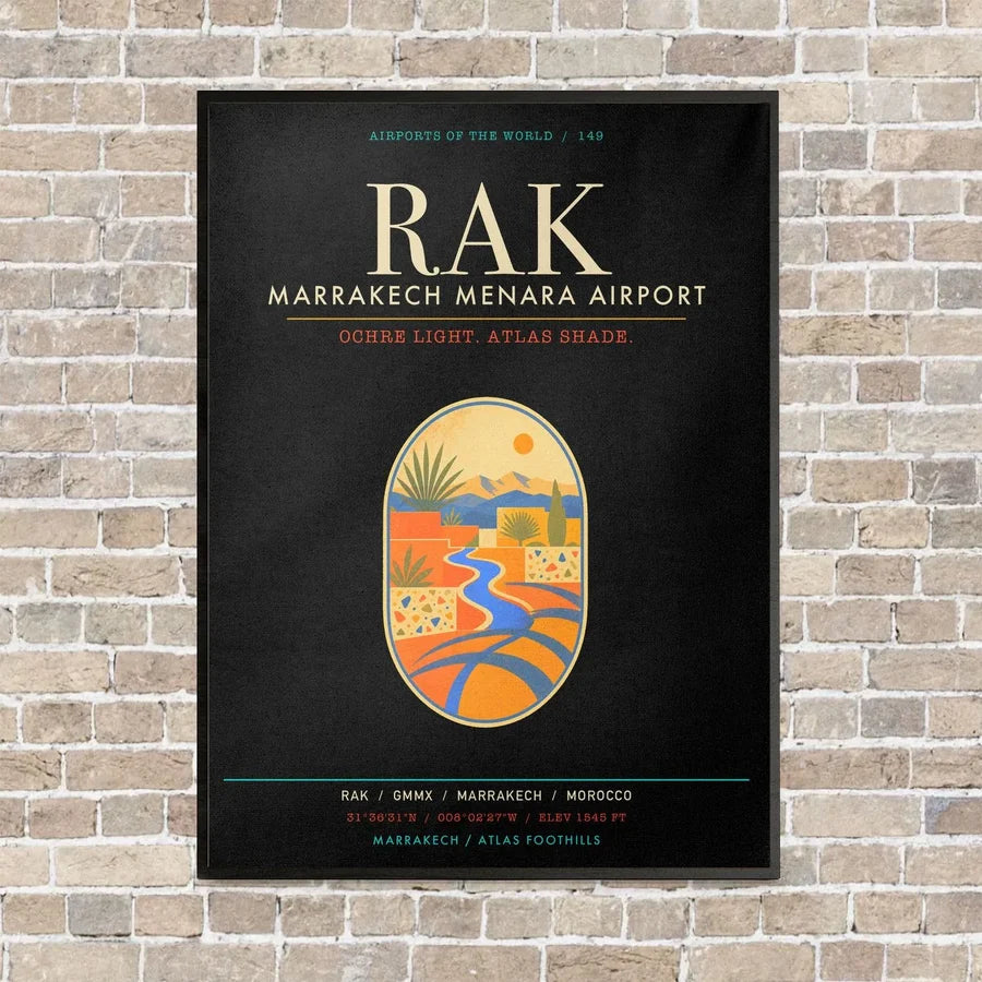 Marrakech Menara Airport RAK - Canvas Framed - Black