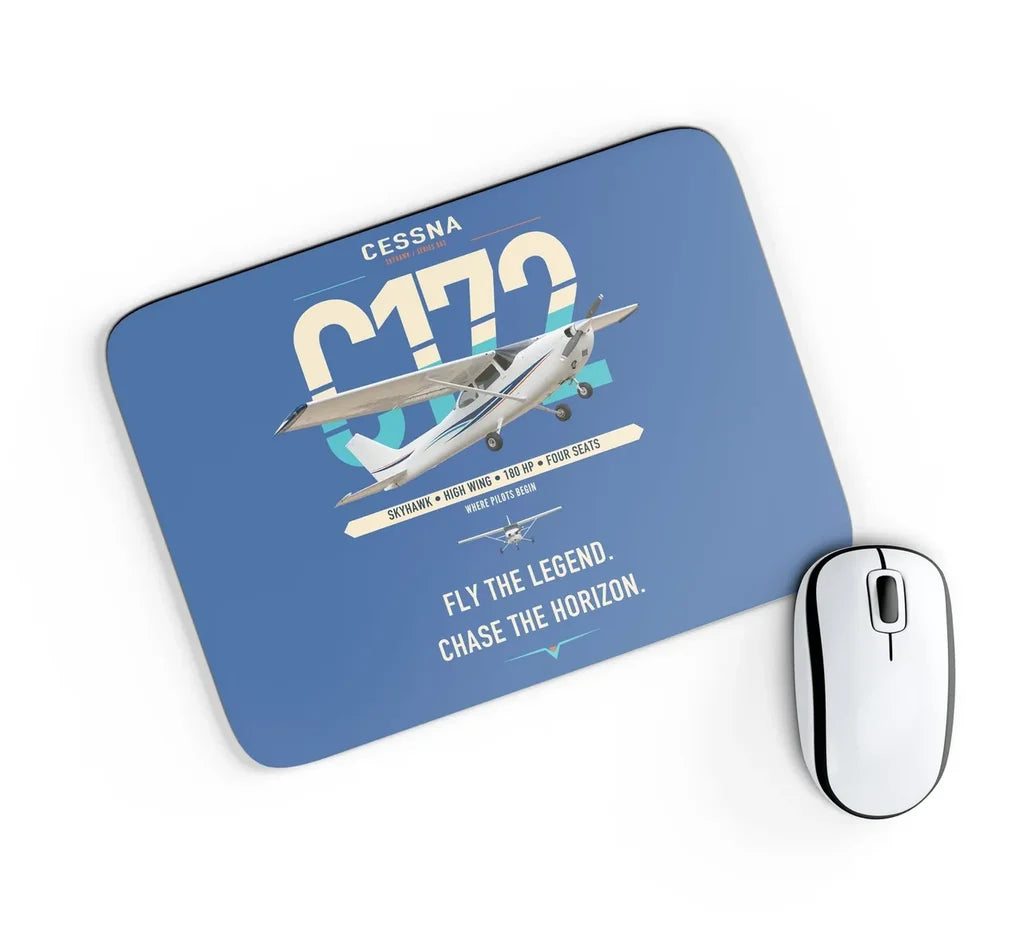 Cessna 172 Skyhawk design on blue rectangle mouse pad