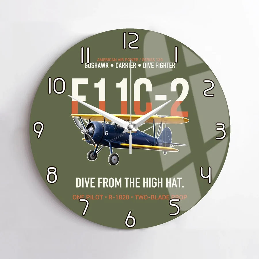 F11C-2 Goshawk Dive from the High Hat design on green army no frame wall clock