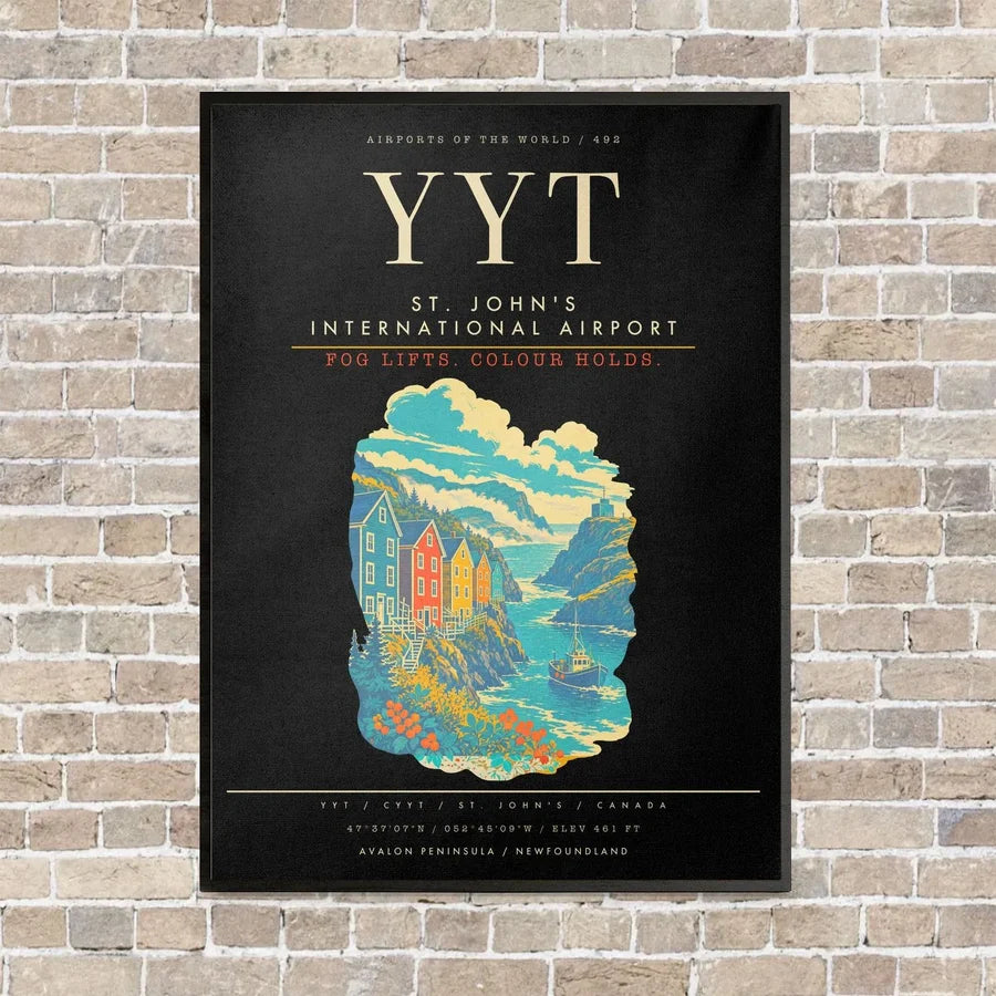 St. John's International Airport YYT - Canvas Framed - Black