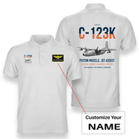 Thumbnail for C-123K Provider design on white+name double-side polo t-shirt, double-side print