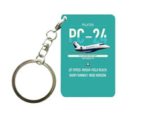 Thumbnail for Pilatus PC-24 design on turquoise designed key chain, double-side print