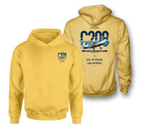 Thumbnail for Cessna 208 Caravan design on yellow double-side hoodie, double-side print