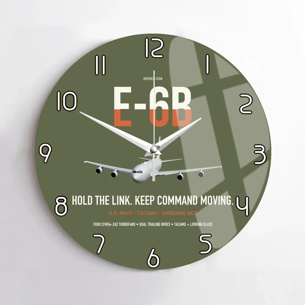 E-6B Mercury design on green army no frame wall clock
