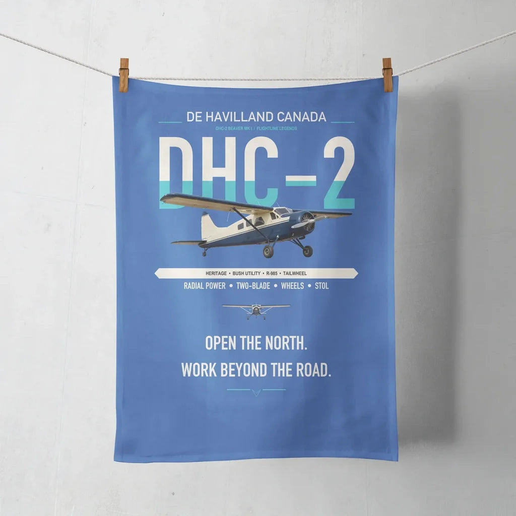 DHC-2 Beaver Mk I design on blue towel