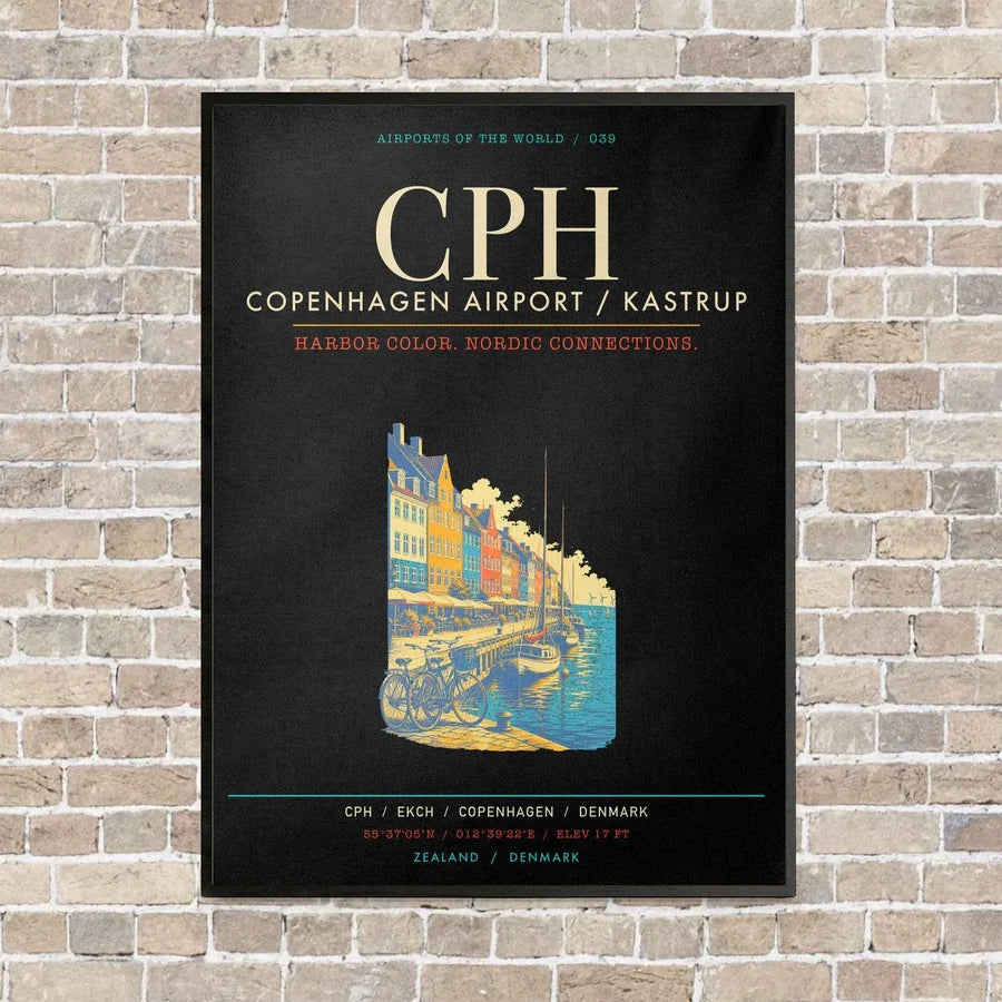 Copenhagen Airport Kastrup CPH - Canvas Framed - Black