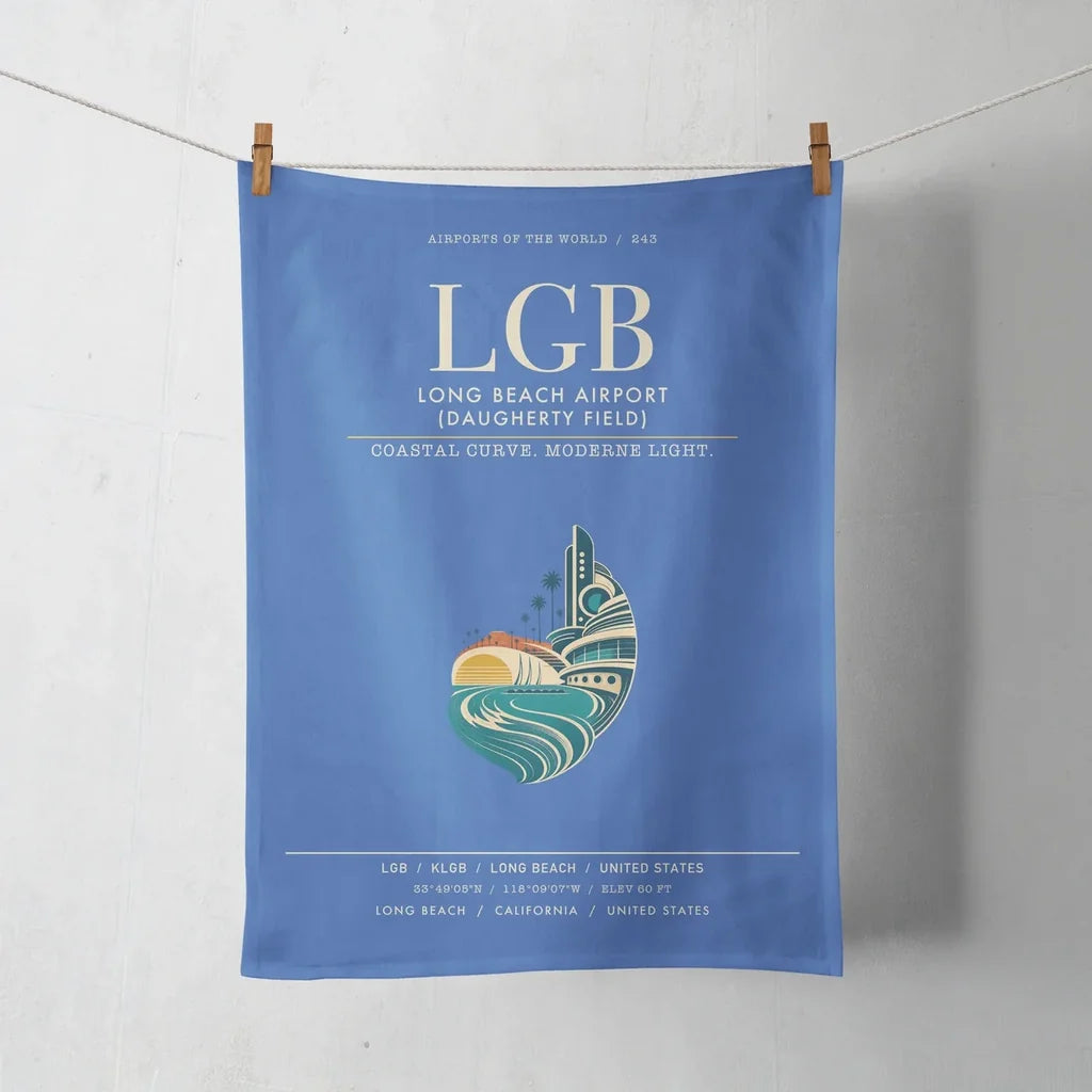 Long Beach Airport (Daugherty Field) (LGB) design on blue towel