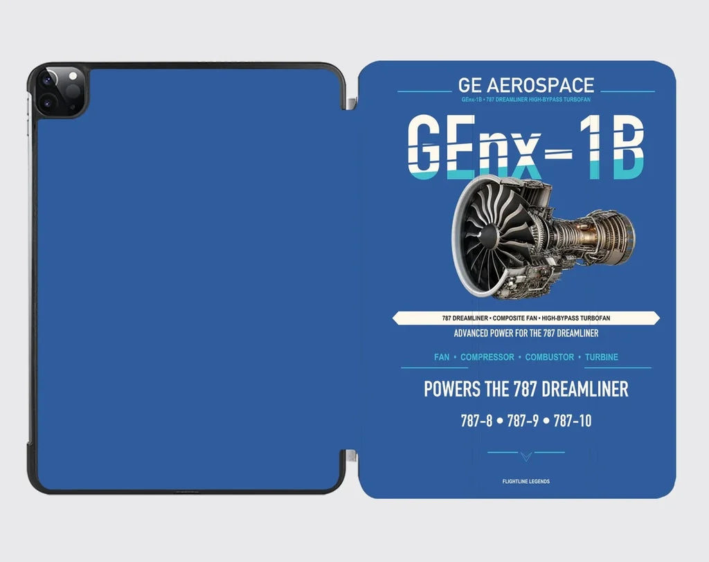 GEnx-1B design on blue ipad tablet case