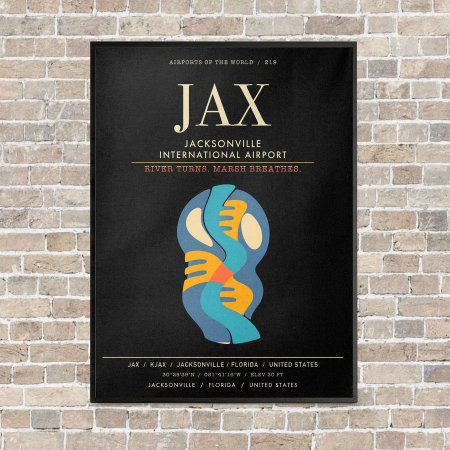 Jacksonville International Airport JAX - Canvas Framed - Black