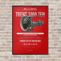 Thumbnail for TRENT 1000 TEN vertical canvas print - framed - red background