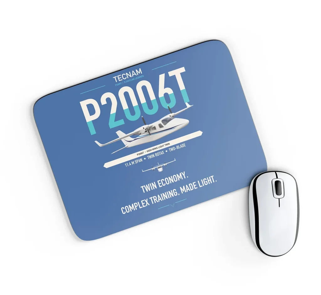 Tecnam P2006T design on blue rectangle mouse pad