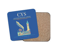 Thumbnail for Cheyenne Regional Airport (CYS) design on blue 1 piece coaster
