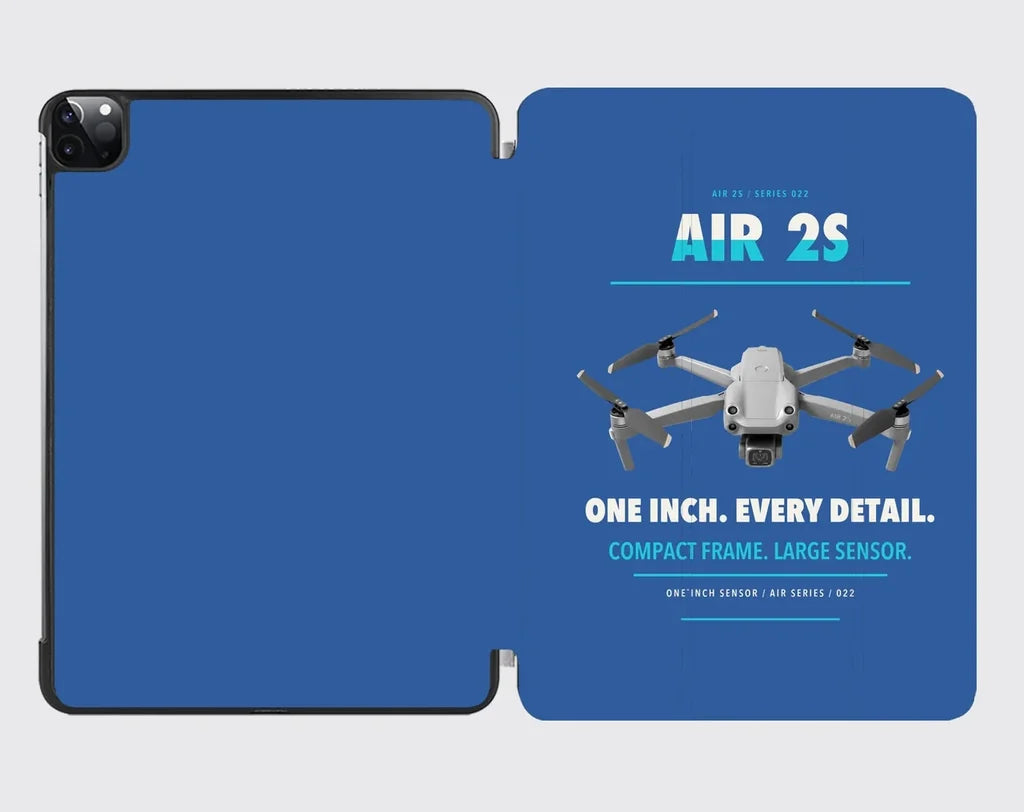 DJI Air 2S design on blue ipad tablet case