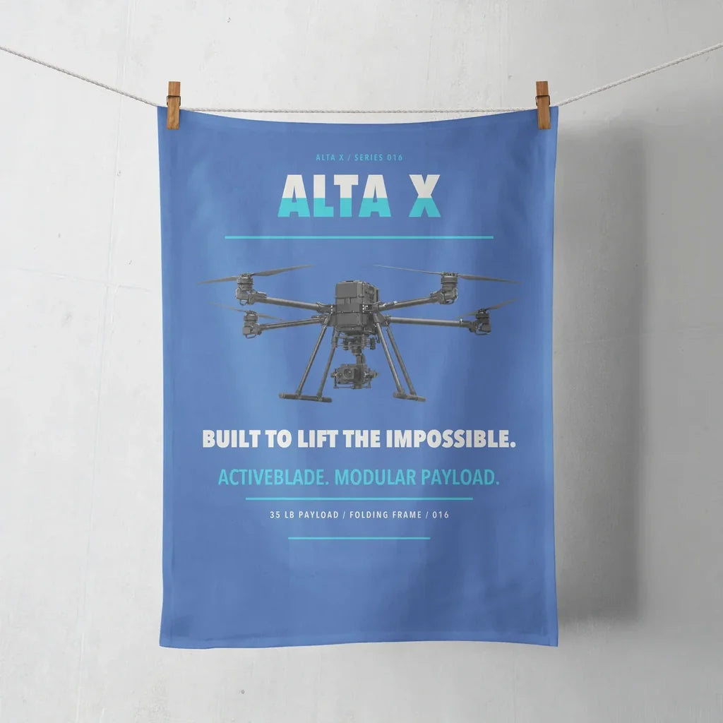Freefly Alta X design on blue towel