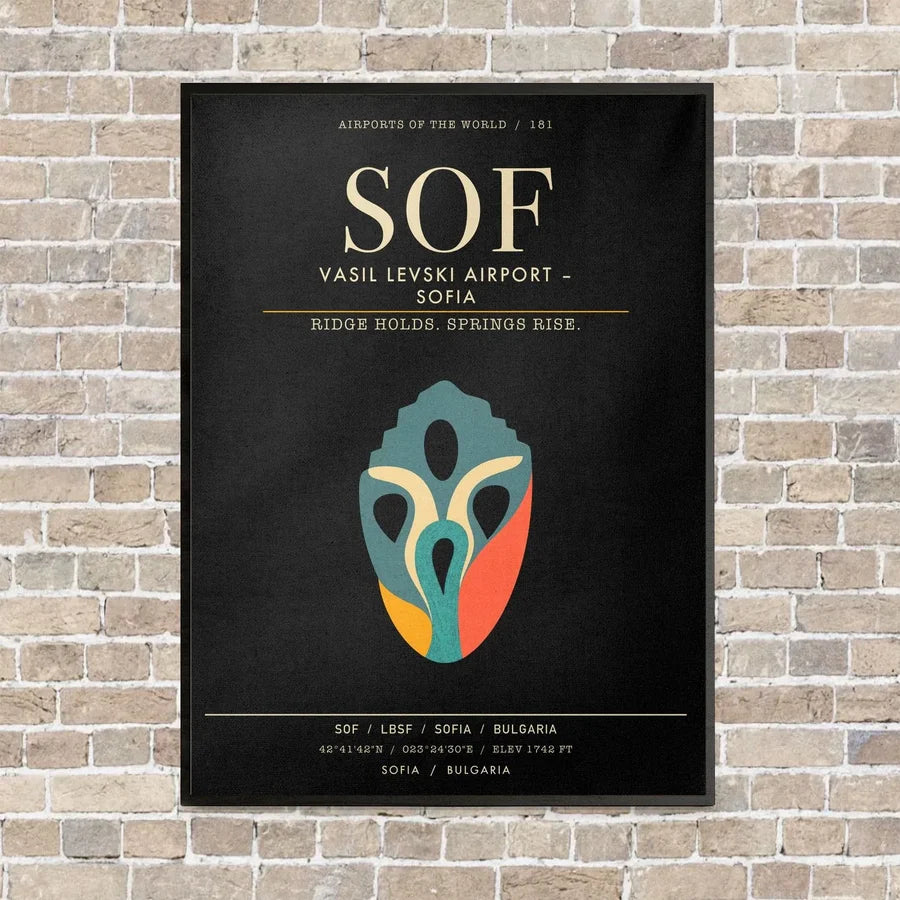 Vasil Levski Airport Sofia SOF - Canvas Framed - Black
