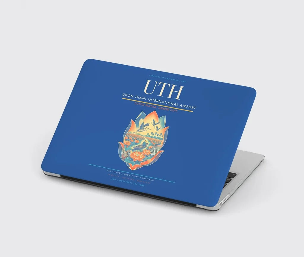 Udon Thani International Airport (UTH) design on blue MacBook case