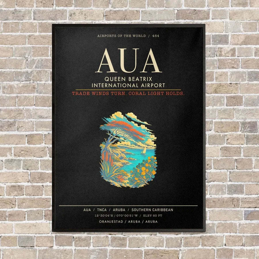 Queen Beatrix International Airport AUA - Canvas Framed - Black