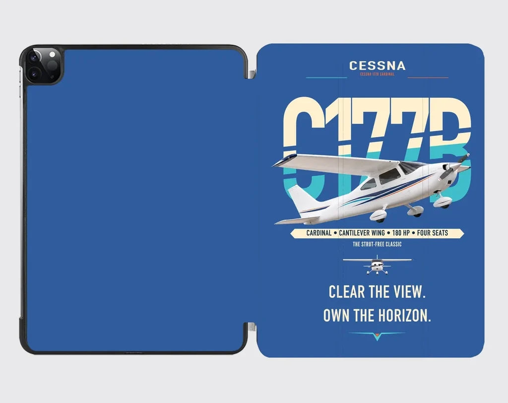 Cessna 177B Cardinal design on blue ipad tablet case