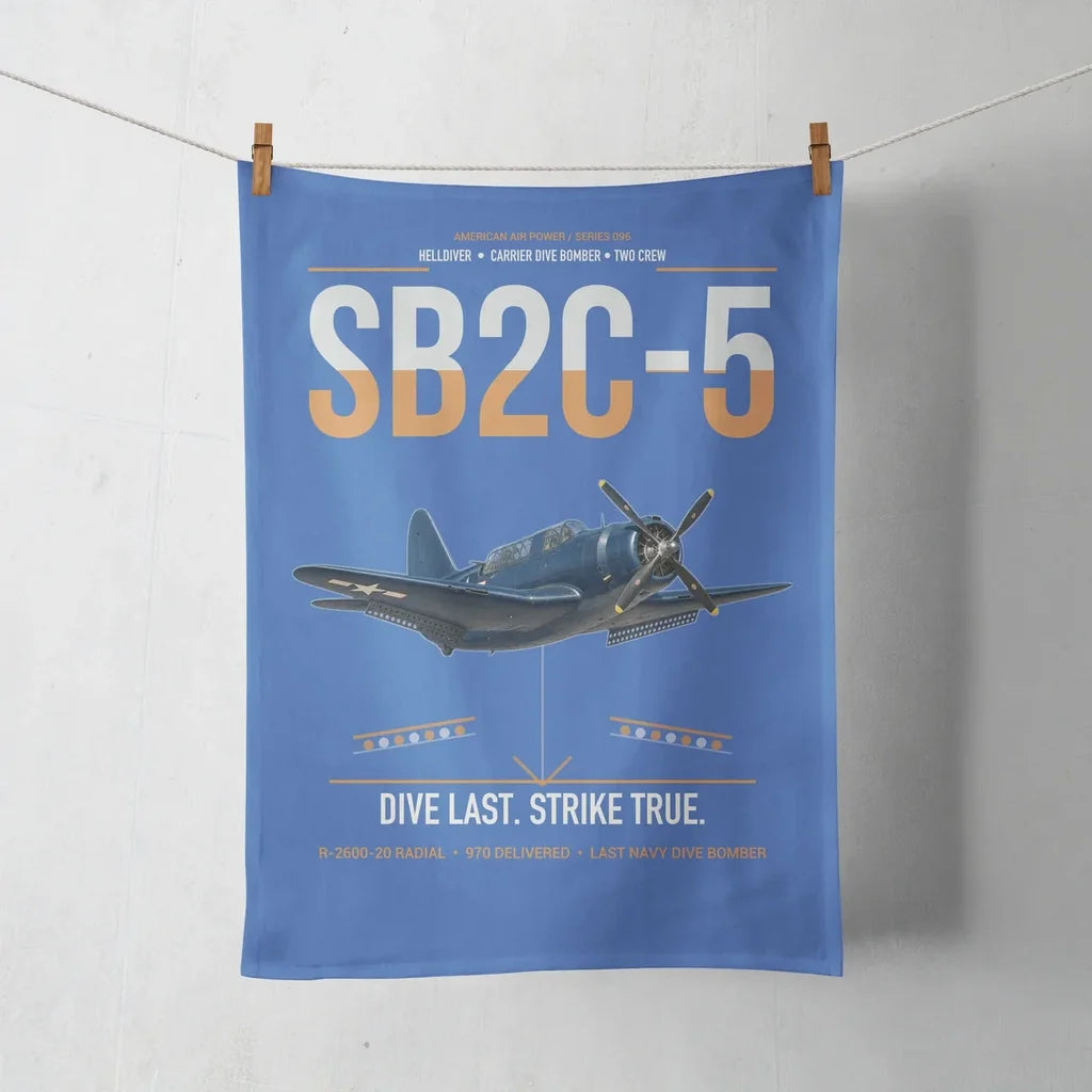 SB2C-5 Helldiver design on blue towel