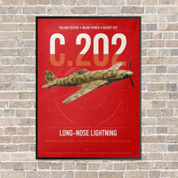 Thumbnail for Macchi C.202 Folgore vertical canvas print - framed - red background