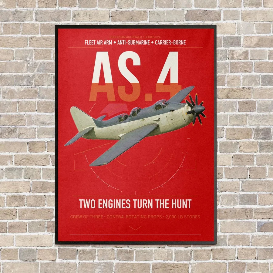 Fairey Gannet AS.4 vertical canvas print - framed - red background