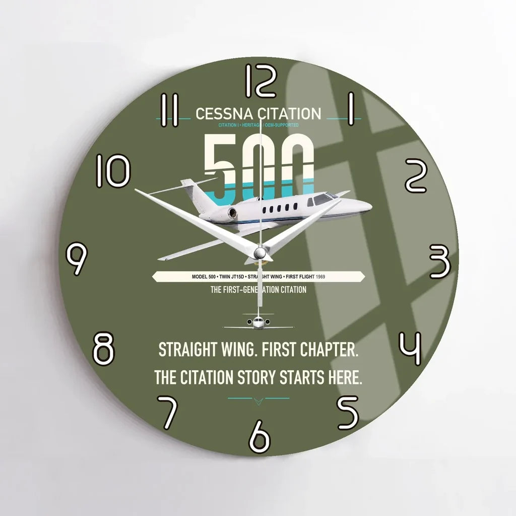 Cessna Citation 500 - Citation I design on green army no frame wall clock