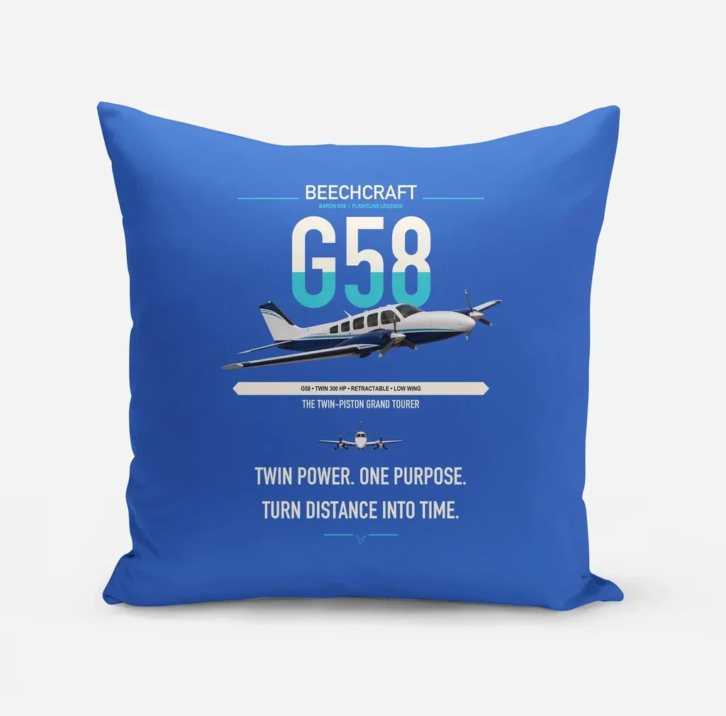 Beechcraft Baron G58 design on blue pillow