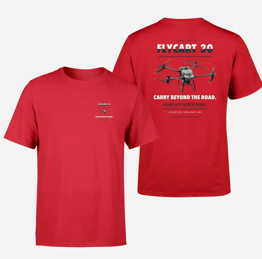 DJI FlyCart 30 design on red t shirt