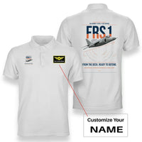 Thumbnail for British Aerospace Sea Harrier FRS.1 design on white+name double-side polo t-shirt, double-side print