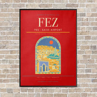 Thumbnail for Fes - Saiss Airport FEZ vertical canvas print - framed - red background