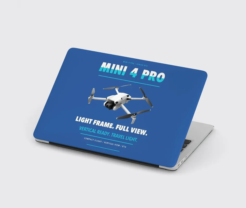 DJI Mini 4 Pro design on blue MacBook case