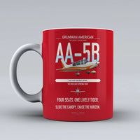 Thumbnail for Grumman American AA-5B Tiger design on red ceramic mug, double-side print