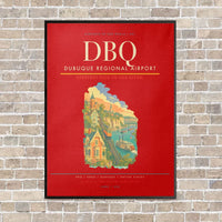 Thumbnail for Dubuque Regional Airport DBQ vertical canvas print - framed - red background