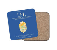 Thumbnail for Liverpool John Lennon Airport (LPL) design on blue 1 piece coaster