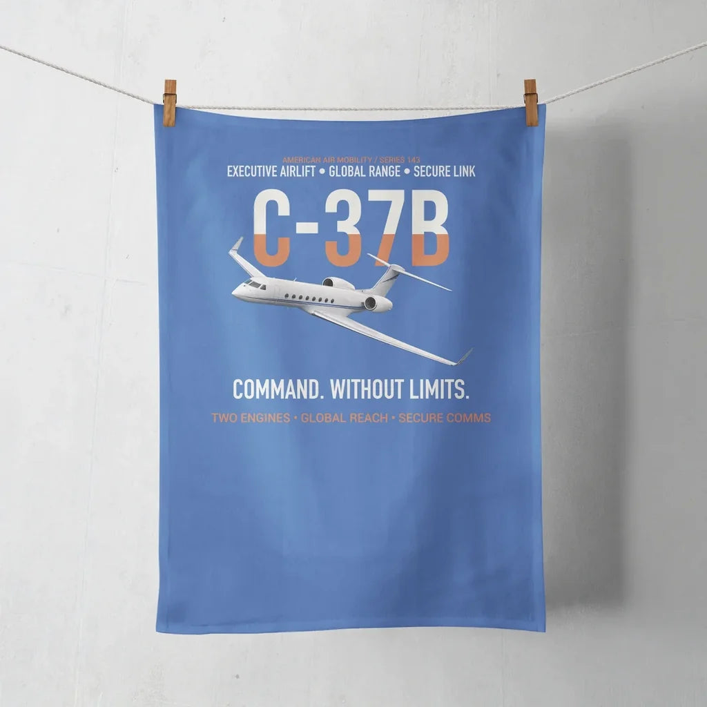 C-37B Global Command Link design on blue towel
