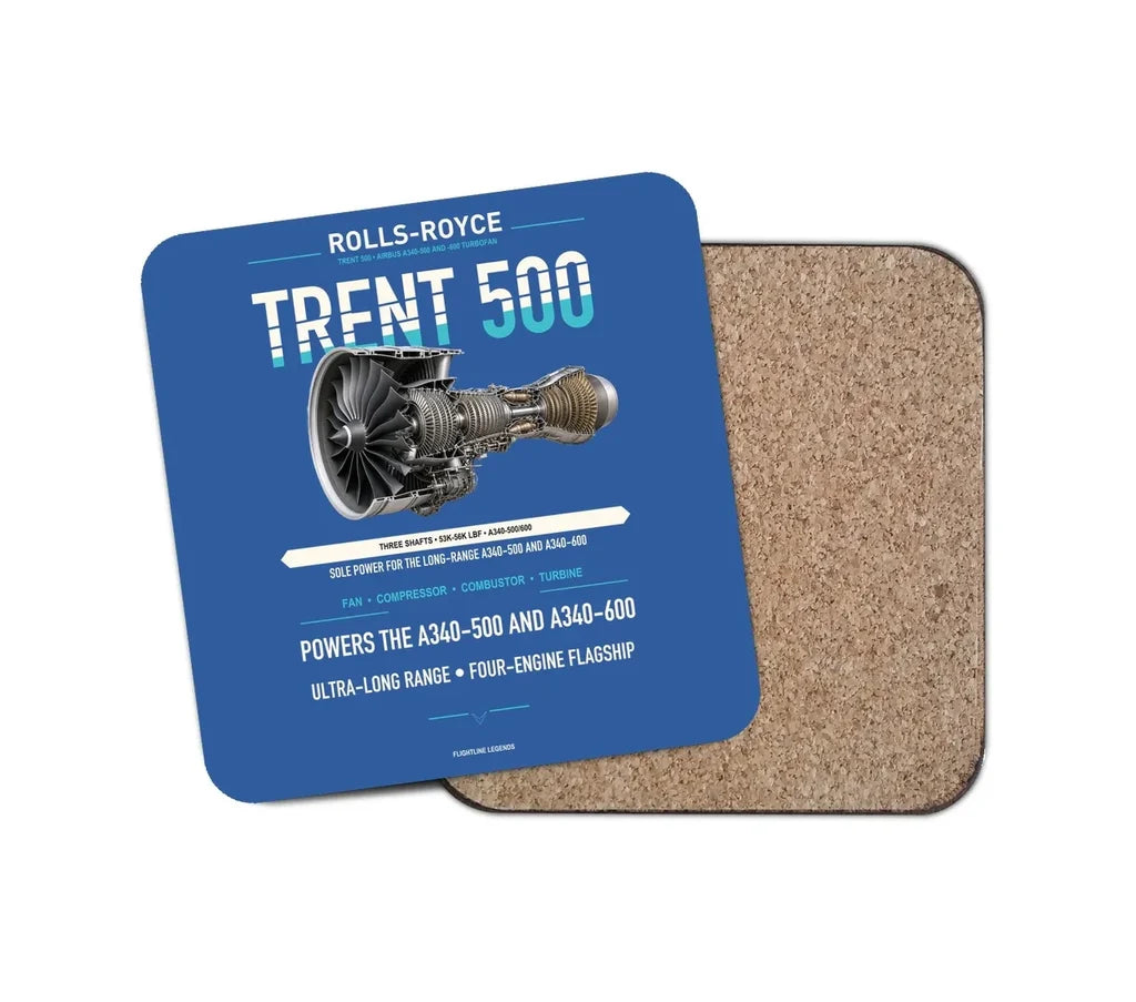 TRENT 500 design on blue 1 piece coaster