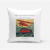Thumbnail for VINTAGE G4347 - The Cog Railway Race - Designed Pillows design on white