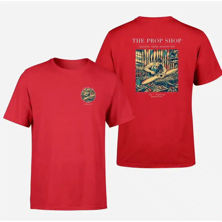 VINTAGE G4169 - The Prop Shop - Double-Side T-Shirt design on red double side t shirt
