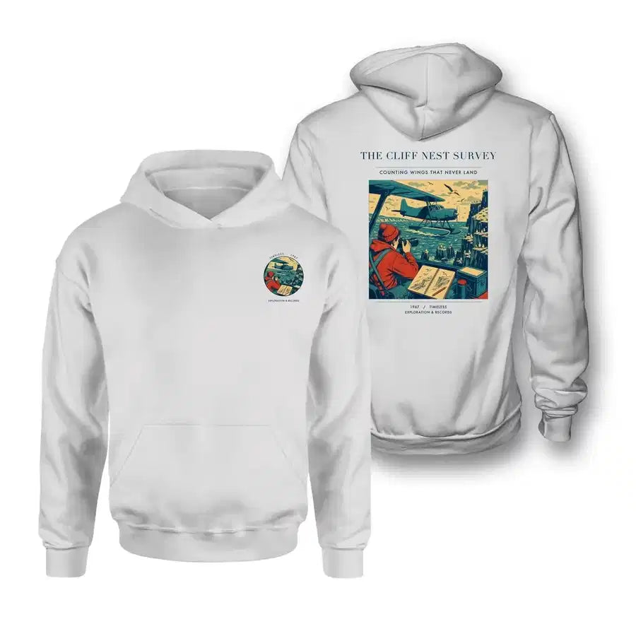 VINTAGE G4363 - The Cliff Nest Survey - Double-Side Hoodie design on white double side