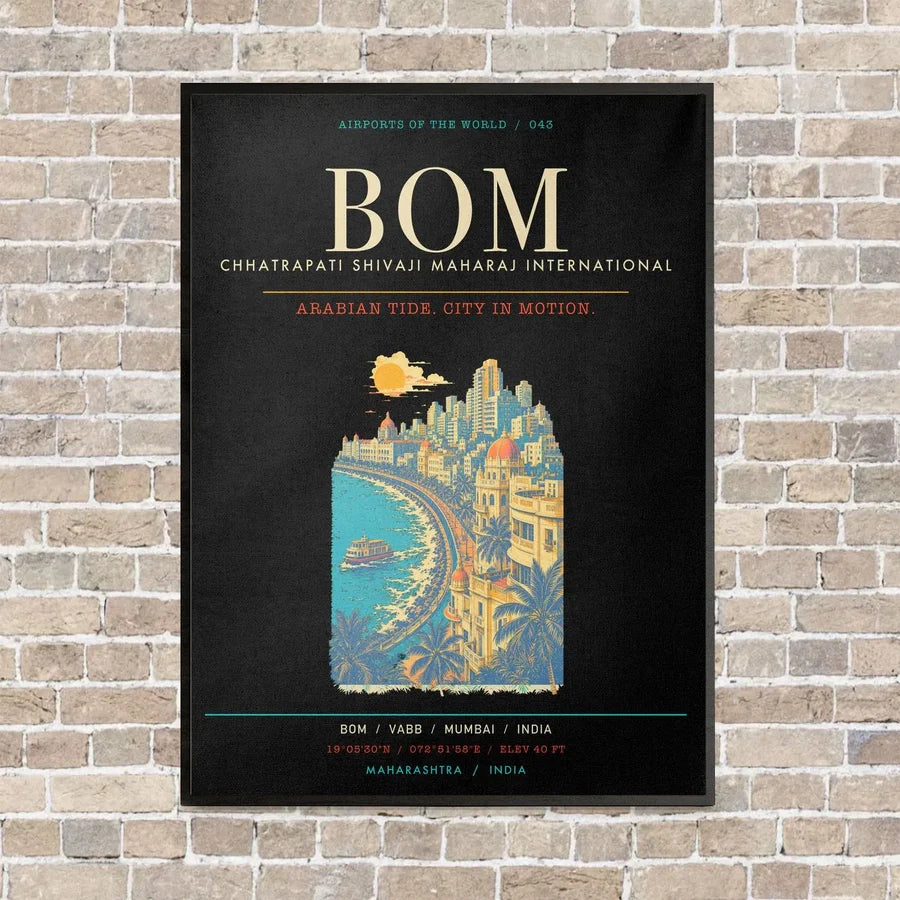 Chhatrapati Shivaji Maharaj International Airport Mumbai BOM - Canvas Framed - Black