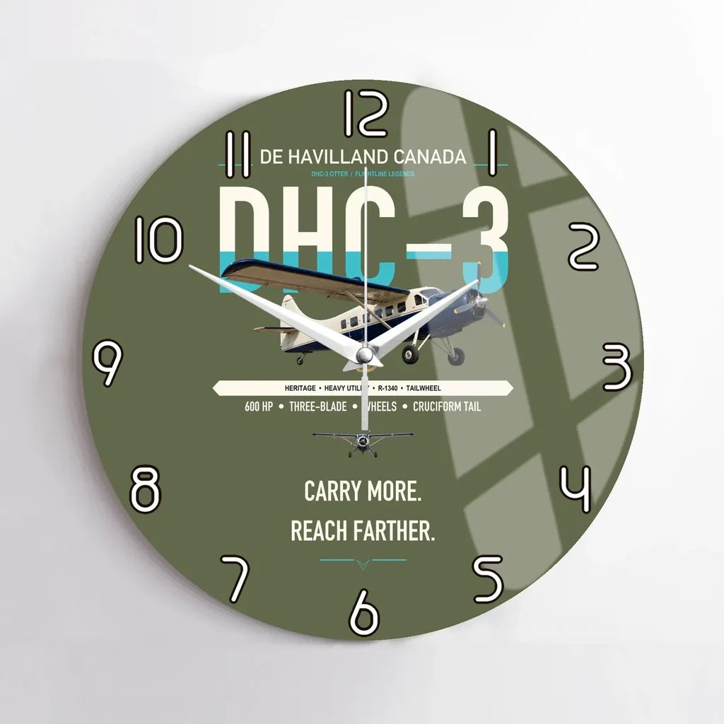DHC-3 Otter design on green army no frame wall clock