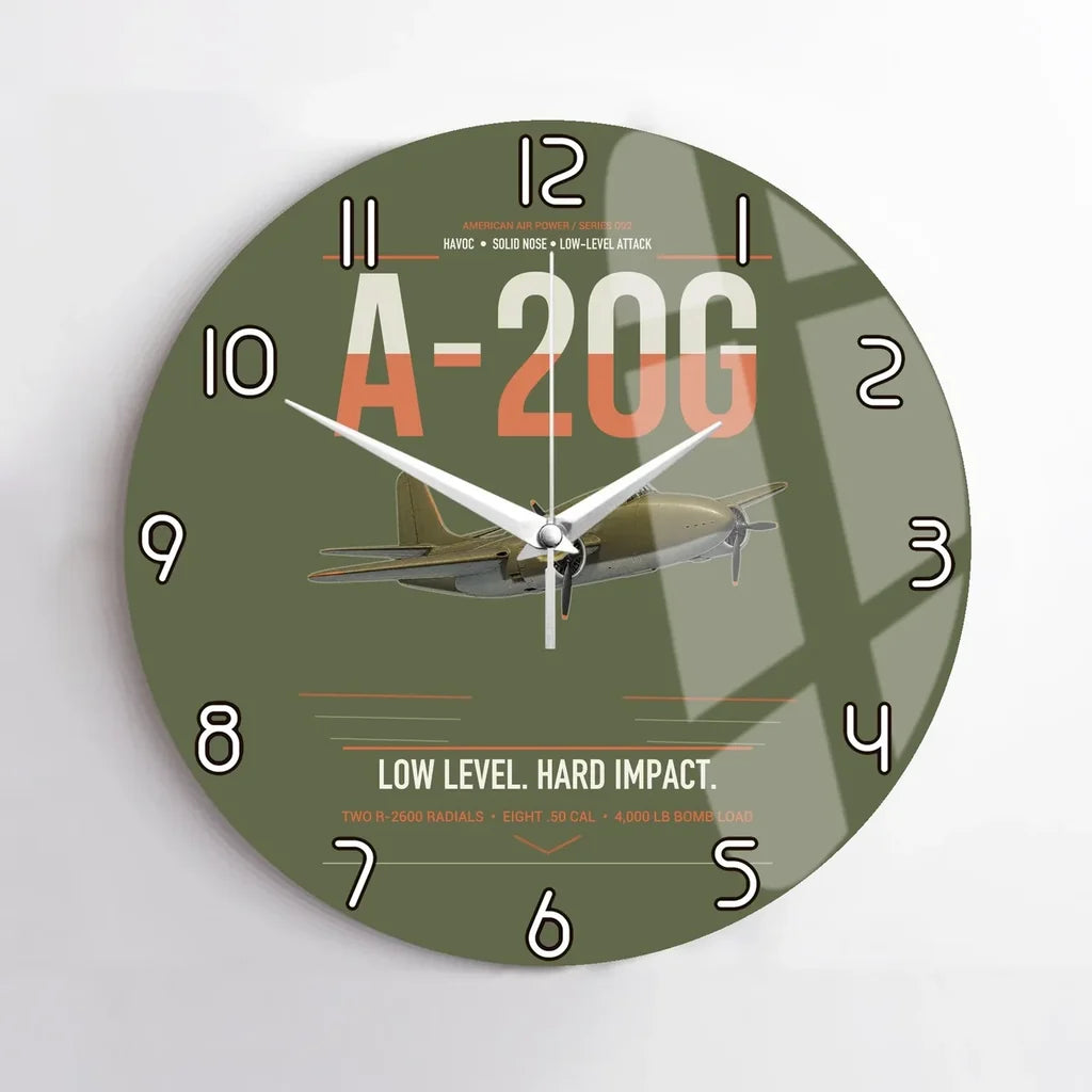 A-20G Havoc design on green army no frame wall clock