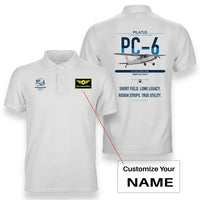 Thumbnail for Pilatus PC-6 Porter design on white+name double-side polo t-shirt, double-side print
