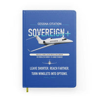 Thumbnail for Cessna Citation Sovereign+ design on blue notebook